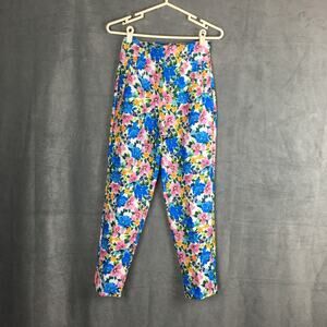 NEW Zara Colorful Vibrant Floral High Waist Cropped Trouser Women’s Pants Sz S